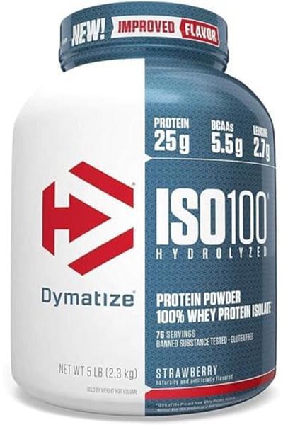 Dymatize ISO 100 Protein Powder with 25g of Hydrolyzed 100% Whey Isolate, Strawberry, Package may va