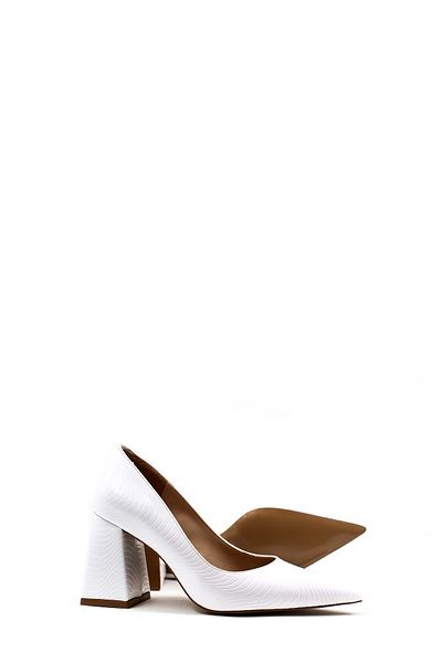 Ayakkabıhane White Patent Leather Women's Thick Heeled Shoes Ah1E792261035433