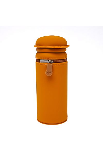 DNS Unisex cylindrical pencil case with 1 zipper compartment, for school, made of silicone, brown Macarons QS-2015
