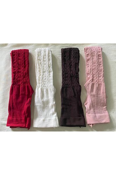 DÜVEN Pack of 4 Girls' Pantyhose (Cotton, Patterned, Wife, Winter Pantyhose)