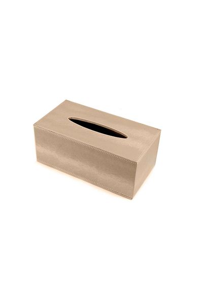 Lamsit Ibdaa Leather Tissue Box Holder, Magnetic Bottom, Rectangular, Beige