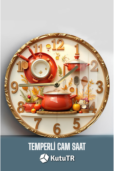 kutuTR Şıklık & Dayanıklılık Bir Arada! 3D Görünümlü Temperli Cam Saat – 33 cm CSDW352