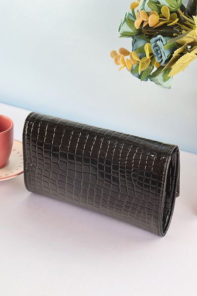 weem bag Elysara Eb0399 |   Crocodile Pattern Fancy Slatted Portfolio Bag