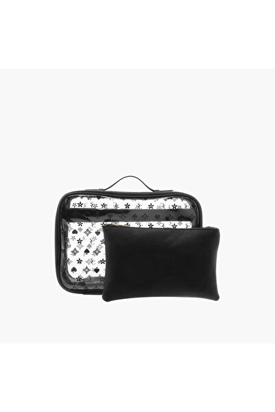 Lifestyle Printed Beauty Pouch with Zip Closure - Set of 2