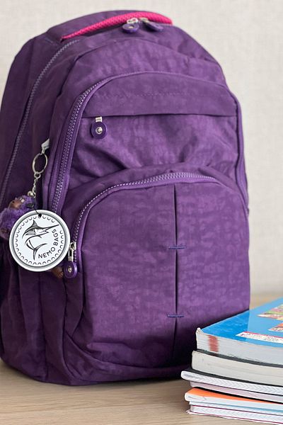 NEMO BAGS Purple Unisex Large Size School Bag, Crinkle Fabric, Laptop Travel Backpack, 24 Lt, 45X30Cm