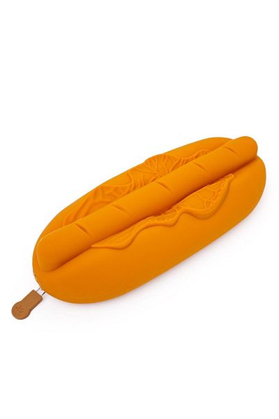 DNS Unisex school pencil case, 1 compartment 1 zipper, unequipped, made of silicone, light brown QS-2024