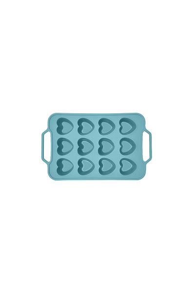 awwaline 12 Cup Heart-Shaped Silicone Baking Mold, Awwaline, Turquoise