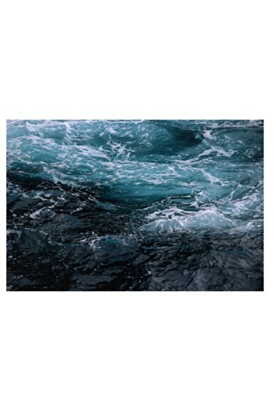 OEM Pictură pe pânză, „Valuri spumoase în nuanțe marine închise”, 150 x 100cm