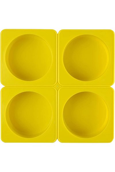 awwaline Set 4 forme de silicon, awwaline, rotunde, galbene, ideale pentru brioșe, prăjituri, ouă, proiecte DIY, ceară, cutie de conserve