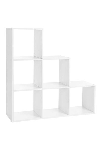 VASAGLE Biblioteca cu 6 compartimente, unitate de depozitare pentru decoratiuni, 29x98x98cm, alb