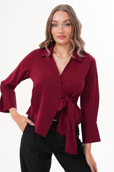 ŞİMAL Γυναικεία μπλούζα με διπλό δέσιμο με λεπτομέρεια 255237 -