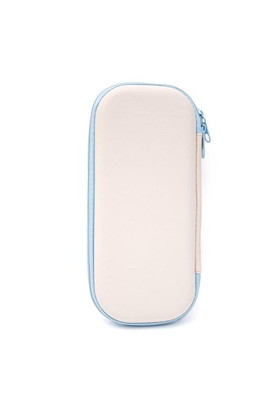 DNS School pencil case for girls, with 1 compartment 1 zipper, unequipped, 3D Teddy Bear and planets, blue 6250S