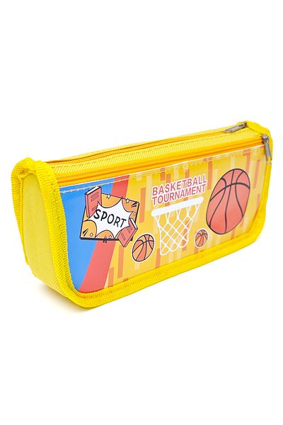DNS School bag for boys, case, with 2 zippers, 2 compartments, unequipped, yellow, Basketball, 5318