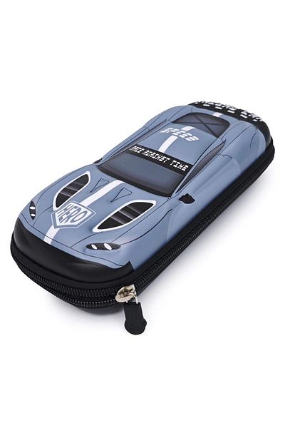 DNS Boys' school pencil case, with 1 compartment 1 zipper, unequipped, 3D Car, gray JS-6661