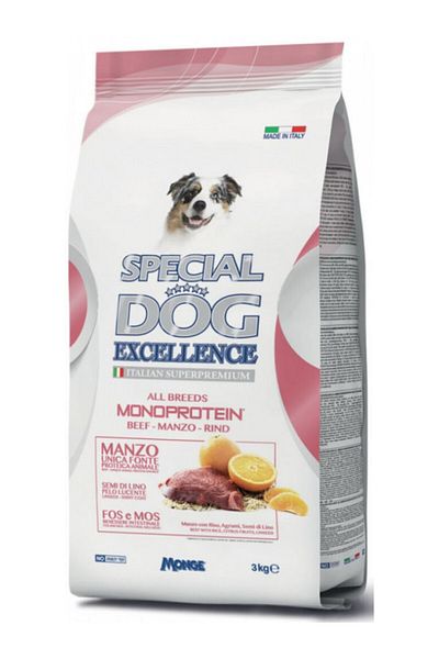 Monge Special Dog Excellence Monoprotein Adult Toate Rasele - Hrană Uscată Super-Premium - Vită - 3 kg