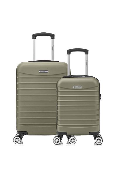 Quasar & Co. Set 2 trolere cabina, 40x30x20cm roti detasabile/55x36x20cm, bagaj mana, troller cifru,ABS,Sampanie