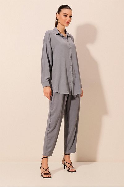 Merterium Women's Oversize Double Suit Gray 1123