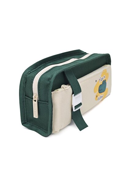 DNS Penar borseta unisex pentru scoala, etui cu 2 compartimente 2 fermoare, n...