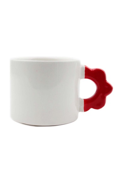 PALTO TASARIM Heart,The Most Beautiful Corner of the Universe Handmade Cream Shiny Flower Handle Mug - Handcrafted Gift Mug Ba