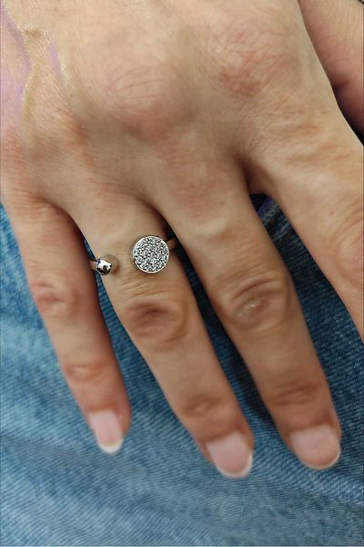 KYOLA DESİGN Silver Color Women's Ring with Ball Stone Detail