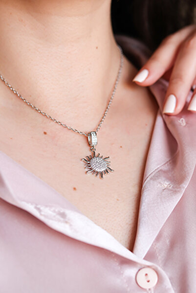ATALYA ACCESSORY قلادة نسائية من الفولاذ المقاوم للصدأ مع نموذج شمسي - تصميم ...