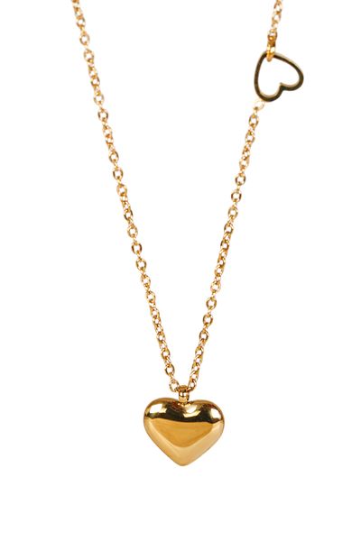 ATALYA ACCESSORY Double Heart Model Stainless Steel Women's Necklace