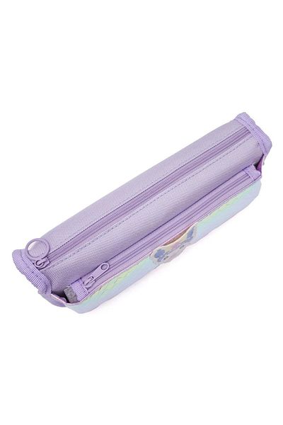 DNS Girls' school pencil case, with 2 compartments and 2 zippers, pouch, unequipped, shiny Sirena, purple 8002