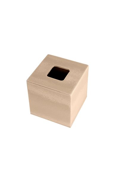 Lamsit Ibdaa Leather Tissue Box Holder, Magnetic Bottom, Square, Beige