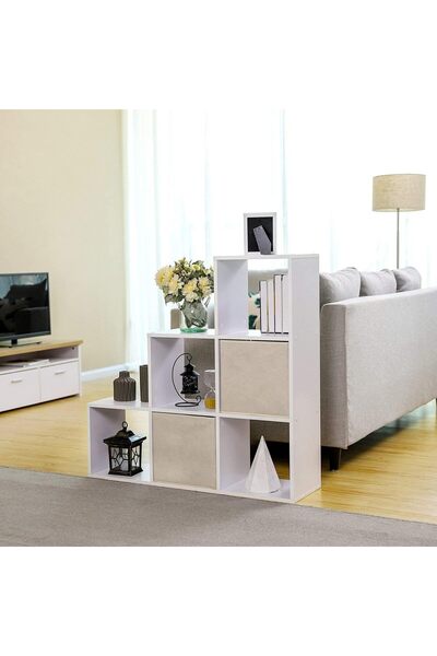 VASAGLE Biblioteca cu 6 compartimente, unitate de depozitare pentru decoratiuni, 29x98x98cm, alb