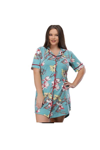Generic Plus Size Buttoned Cotton Nightgown - NG 785