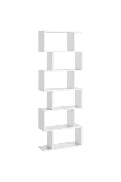 VASAGLE Bookcase, shelf with 6 storage units, for living room, made of wood, 24x190x70cm, white