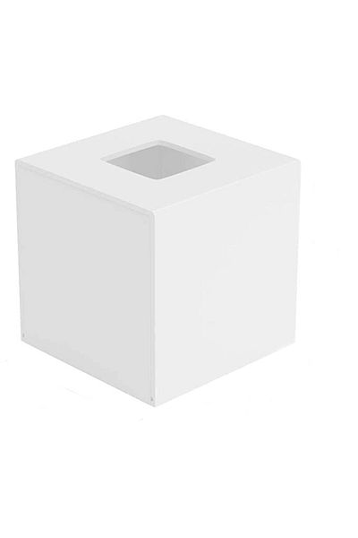 Lamsit Ibdaa Acrylic Tissue Box, Square 14x14x14 cm, White, Mirror Finish
