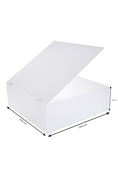 Lamsit Ibdaa Acrylic Box - Fluorescent Box with Hinges - Jewelry & Collectibles (30x30x10 cm, White)