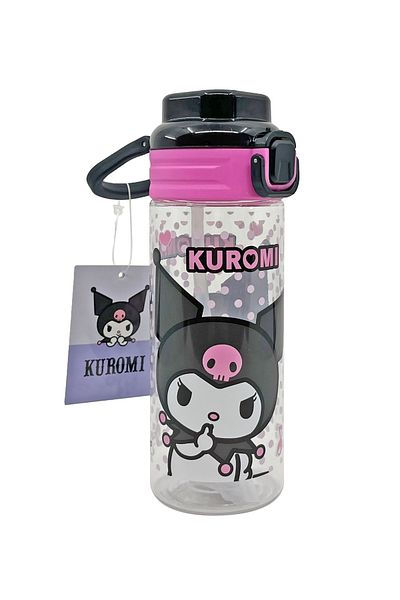 WİGGLE 500ml Kuromi Licensed Soft Silicone Lockable Water Bottle with Straw and Handle