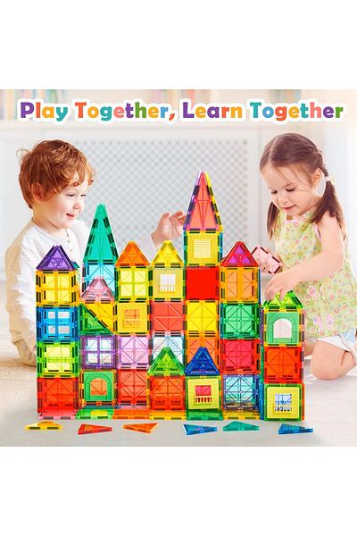 NOVUM | 3D 100 Pcs Large Magnetic Building Blocks Toy Set STEM Toddler Magic Magnetic Tiles for Kids