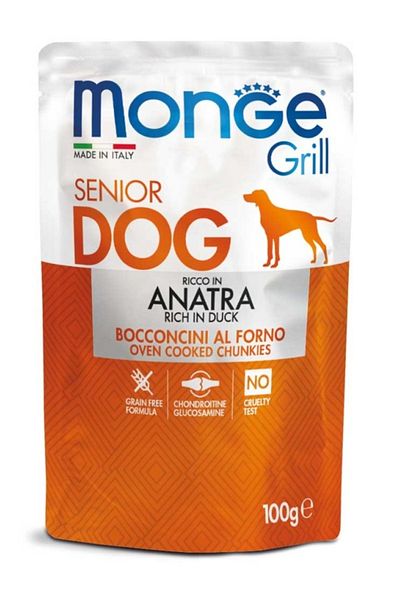 Monge Grill Chunkies Senior - Super-Premium Wet Food - Duck - 100 g