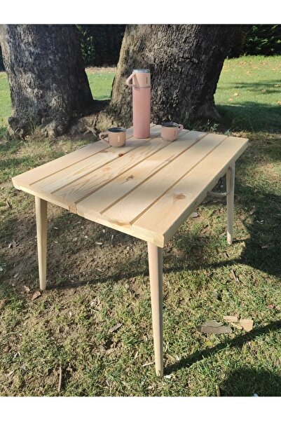 ViraHome Ahşap ve Metal Dekorasyon Ahşap Katlanır Portatif Taşınabilir Kamp P...