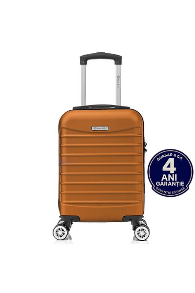 Quasar & Co. Line cabin trolley, 40x30x20cm, hand luggage trolley, 4-wheel cabin suitcase, zip, ABS, Camel