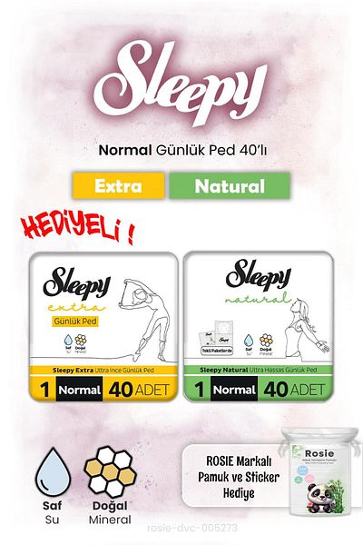 Sleepy Natural and Extra Daily Pad Normal 40S and Rosie Gift