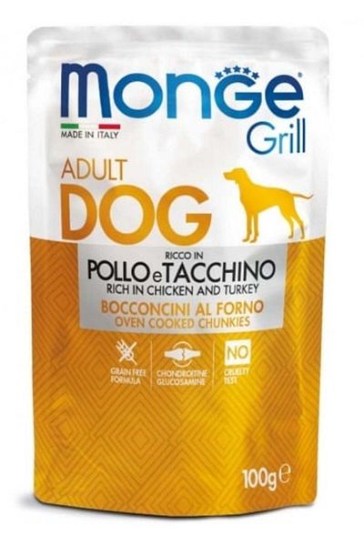 Monge Grill Chunkies - Hrană umedă super-premium - Pui și Curcan - 100 g