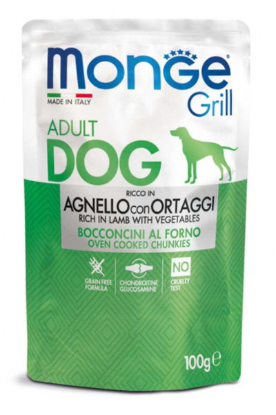 Monge Grill Chunkies Adult - Hrană umedă super-premium - Miel - 100 g
