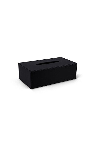Lamsit Ibdaa Leather Tissue Box Holder, Magnetic Bottom, Rectangular, Black
