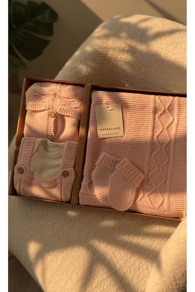 Nipperland 100% Organic Cotton Gots Safety Certified Knitwear Salopet Set of 5 Newborn 0-3Months