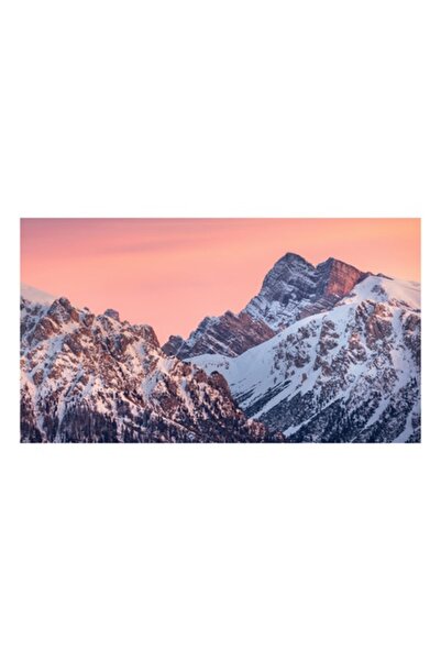 OEM Tablou Canvas, 'Lumina calda a crestelor inzapezite', Munti, Zapada, Amurg, Cer Roz, Varfuri, Peisaj