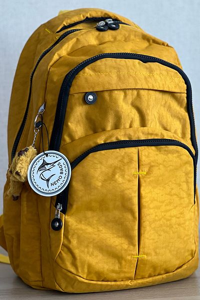 NEMO BAGS Yellow Unisex Large Size School Bag, Crinkle Fabric, Laptop Travel Backpack, 24 Lt, 45X30Cm