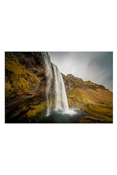 OEM Pictură pe pânză: Cascada mistică din munții verzi, Cascadă, Stânci, Mușchi, Cer, Natură