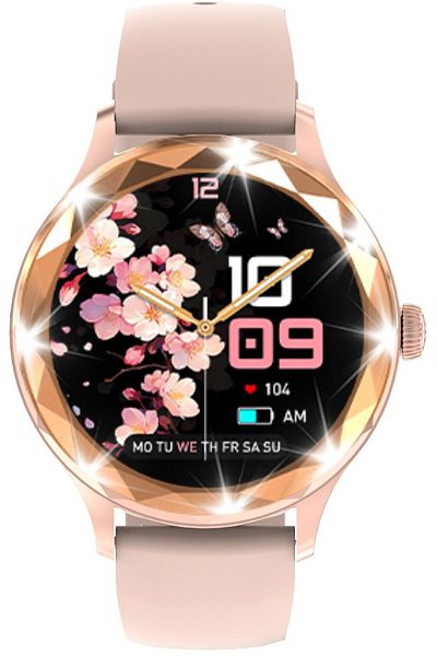 Smart Vibe Smartwatch DTS2™ WATCH - 1.3” AMOLED, Apel Bluetooth, 24/7 Fitness Tracker, Curea Silicon, Gold