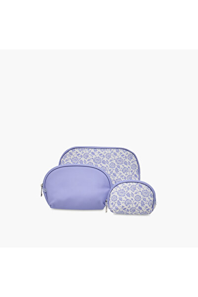 Lifestyle Floral Print 3-Piece Cosmetic Bag Set