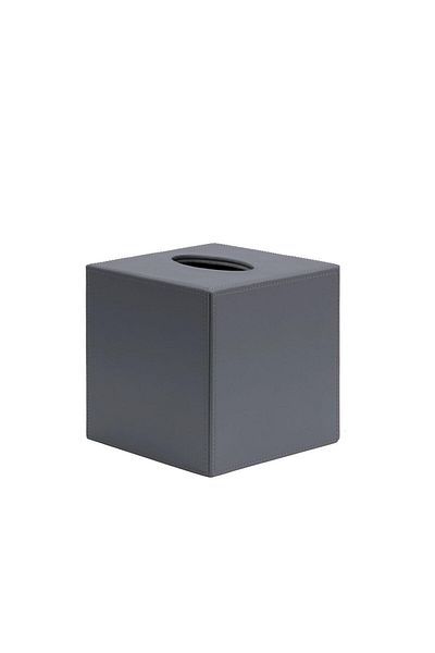 Lamsit Ibdaa Leather Tissue Box Holder, Magnetic Bottom, Square, Grey