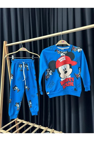 Alpbebe Mickey 2 Thread Pocket Detailed Tracksuit Set - Blue